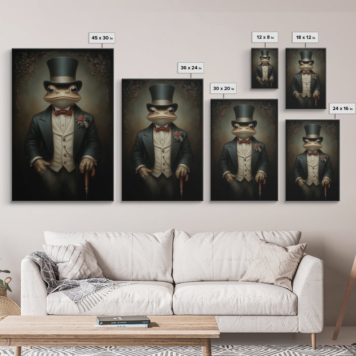 Toad Prince, Victorian Animal Portrait, Halloween Art, Gothic Whimsy Decor, Anthropomorphic Costume Art