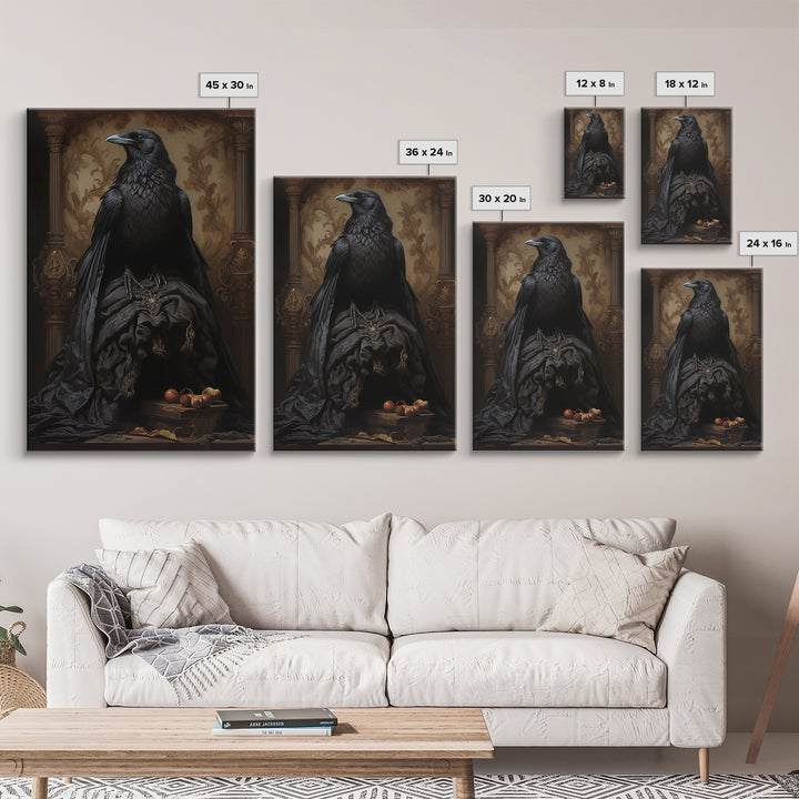 Raven Duchess, Victorian Animal Portrait, Halloween Art, Gothic Whimsy Decor, Anthropomorphic Costume Art