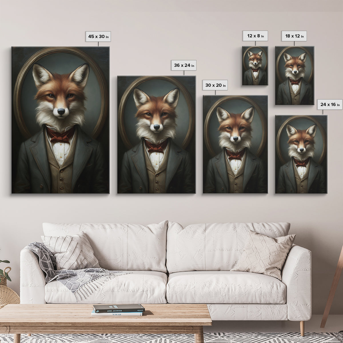 Fox Barrister, Victorian Animal Portrait, Halloween Art, Gothic Whimsy Decor, Anthropomorphic Costume Art
