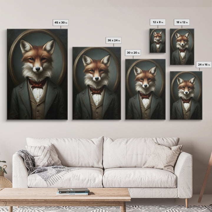 Fox Barrister, Victorian Animal Portrait, Halloween Art, Gothic Whimsy Decor, Anthropomorphic Costume Art