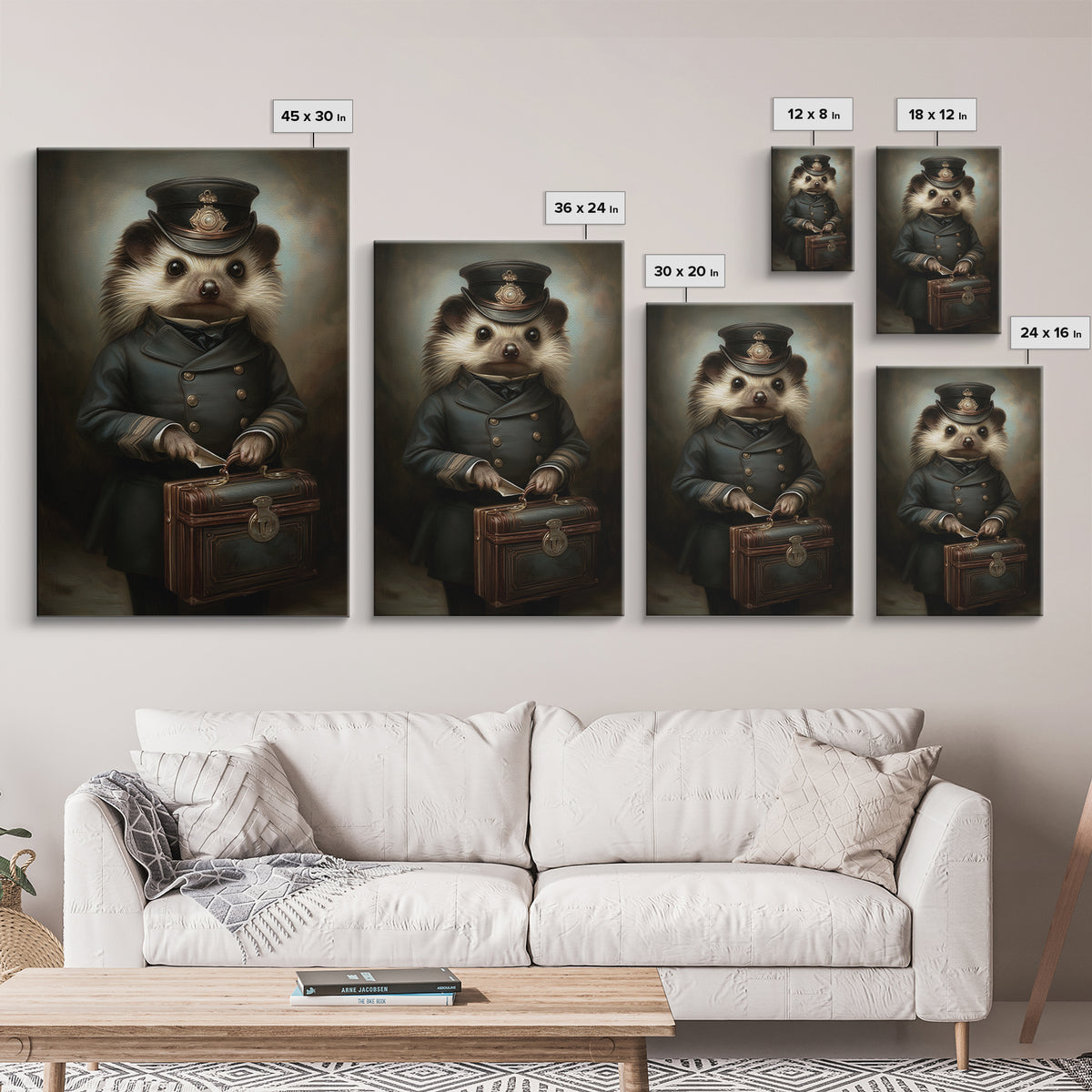 Hedgehog Postmaster, Victorian Animal Portrait, Halloween Art, Gothic Whimsy Decor, Anthropomorphic Costume Art