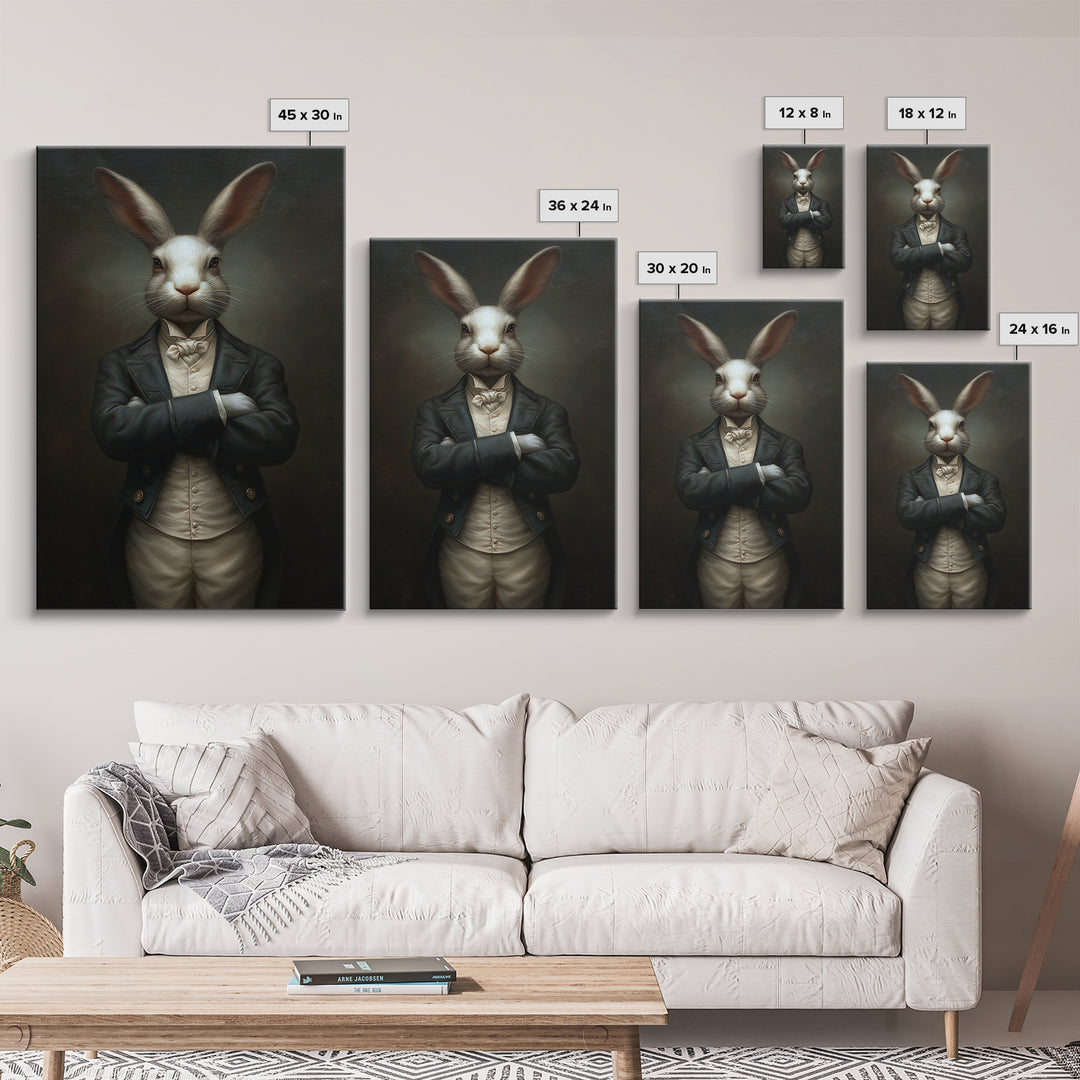 Rabbit Footman, Victorian Animal Portrait, Halloween Art, Gothic Whimsy Decor, Anthropomorphic Costume Art