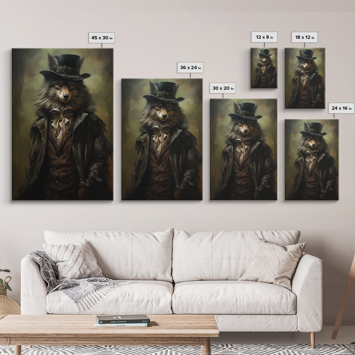 Wolf Gentleman, Victorian Animal Portrait, Halloween Art, Gothic Whimsy Decor, Anthropomorphic Costume Art
