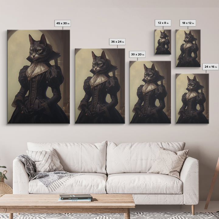 Lynx Noblewoman, Victorian Animal Portrait, Halloween Art, Gothic Whimsy Decor, Anthropomorphic Costume Art