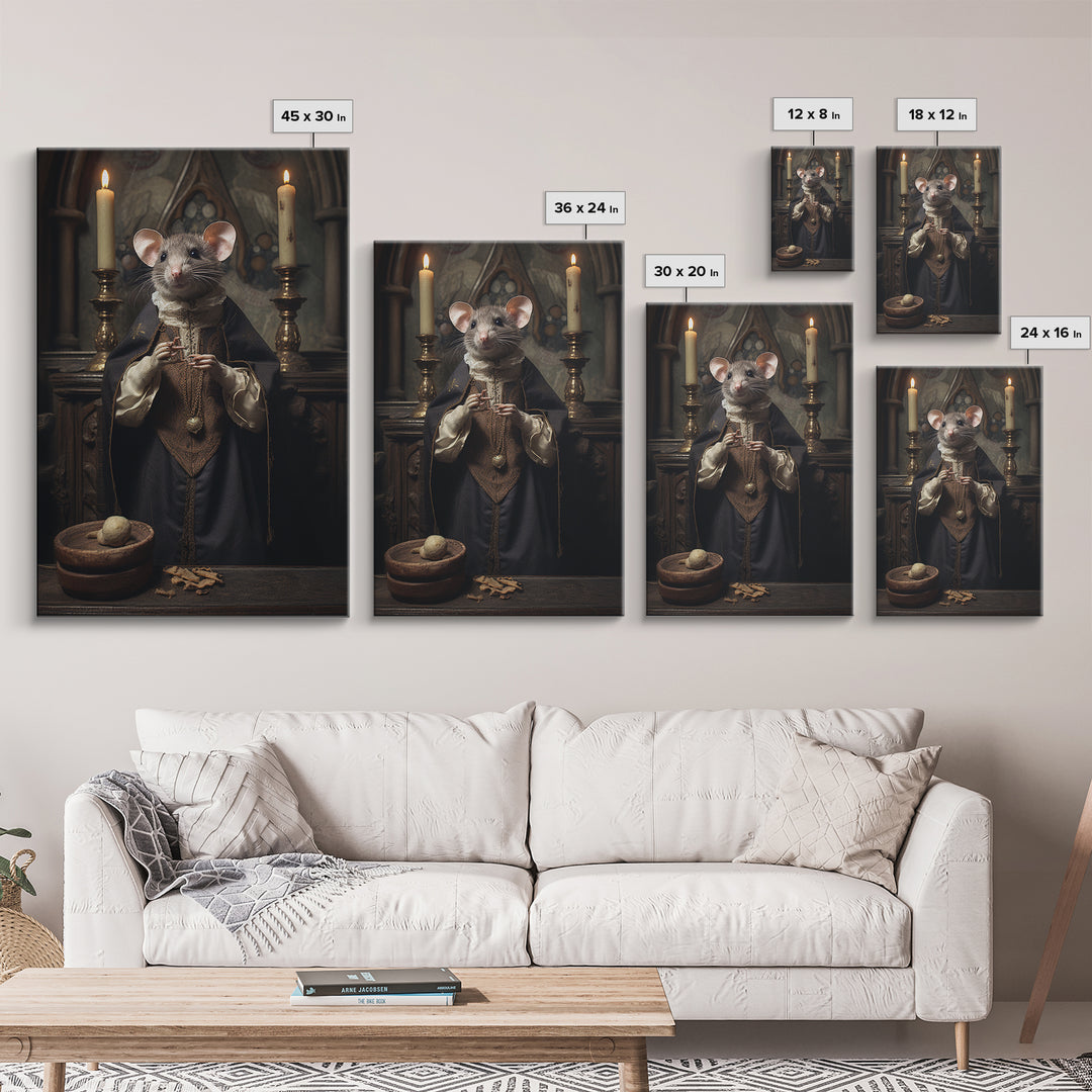 Rat Choirboy, Victorian Animal Portrait, Halloween Art, Gothic Whimsy Decor, Anthropomorphic Costume Art