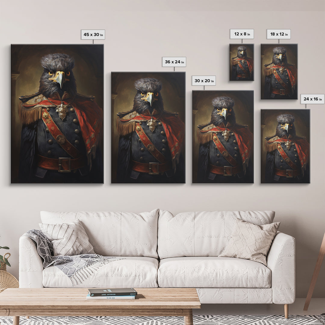 Falcon Officer, Victorian Animal Portrait, Halloween Art, Gothic Whimsy Decor, Anthropomorphic Costume Art