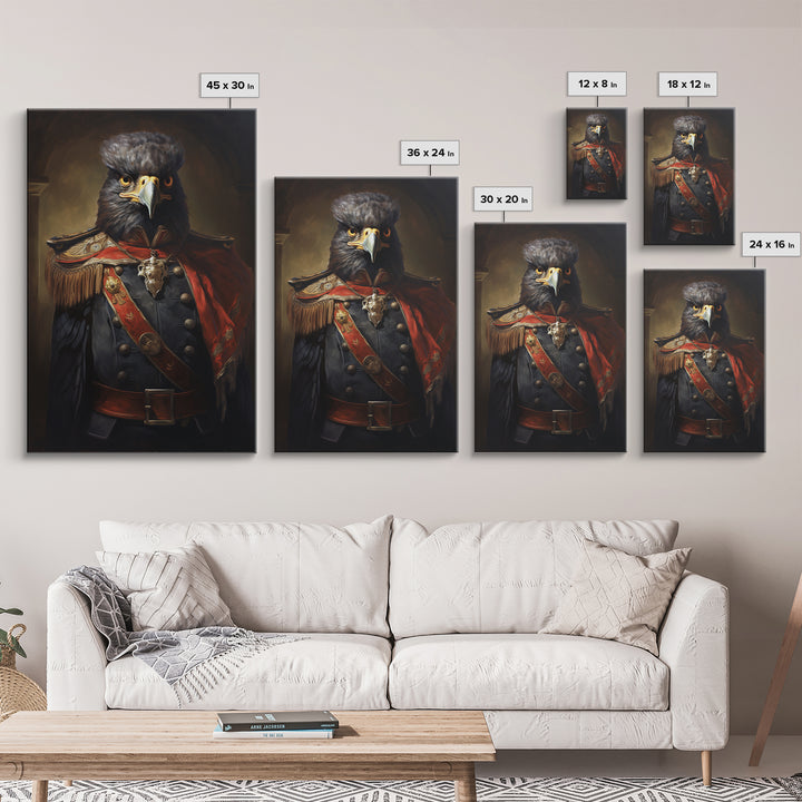 Falcon Officer, Victorian Animal Portrait, Halloween Art, Gothic Whimsy Decor, Anthropomorphic Costume Art