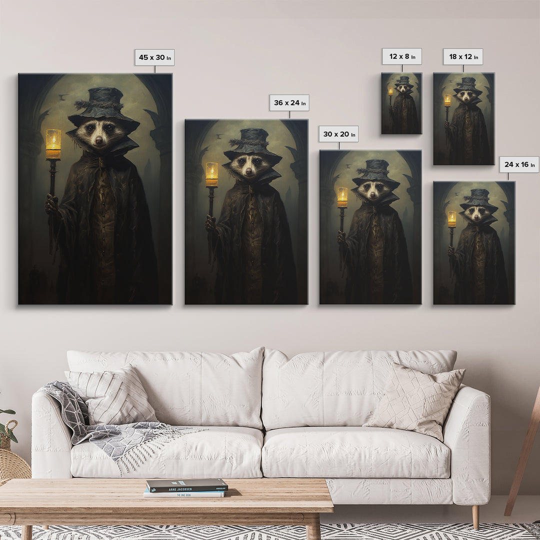 Possum Night Watchman, Victorian Animal Portrait, Halloween Art, Gothic Whimsy Decor, Anthropomorphic Costume Art