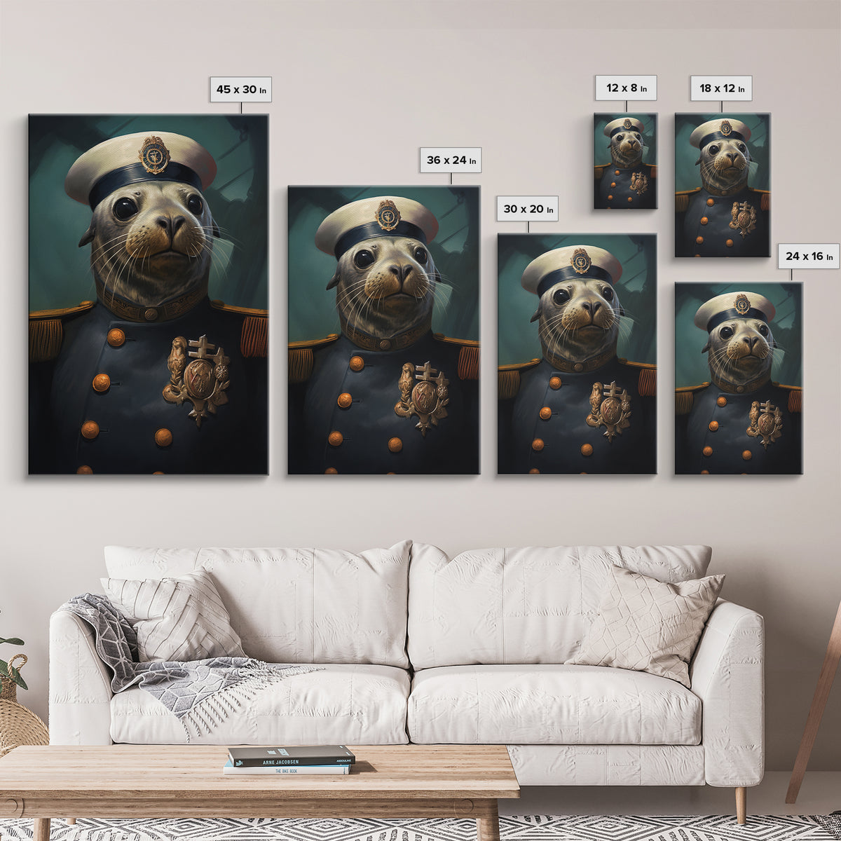 Seal Admiral, Victorian Animal Portrait, Halloween Art, Gothic Whimsy Decor, Anthropomorphic Costume Art