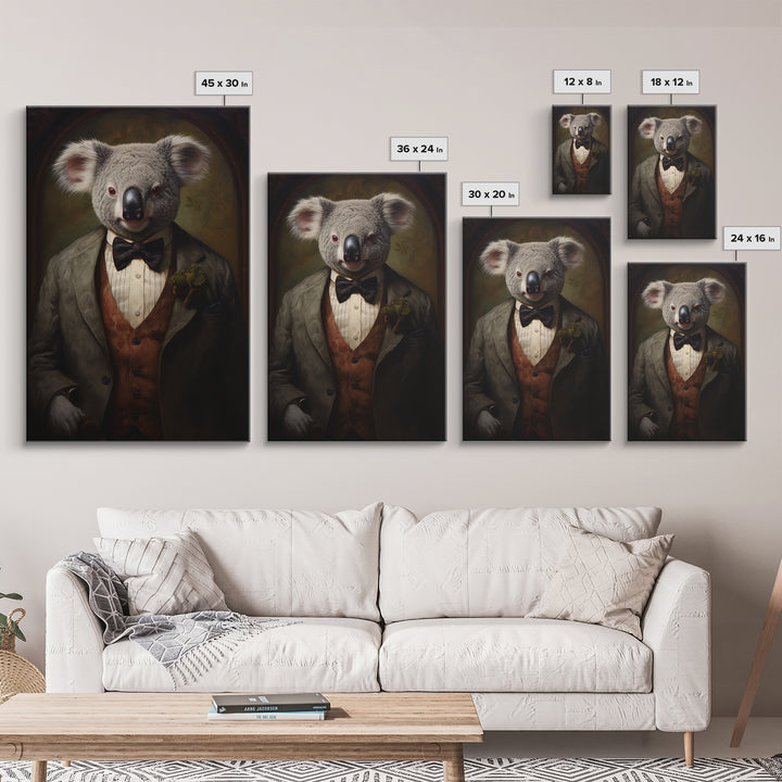 Koala Solicitor, Victorian Animal Portrait, Halloween Art, Gothic Whimsy Decor, Anthropomorphic Costume Art