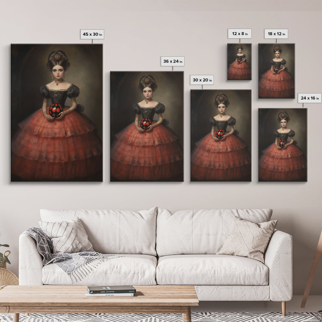 Ladybug Debutante, Victorian Animal Portrait, Halloween Art, Gothic Whimsy Decor, Anthropomorphic Costume Art