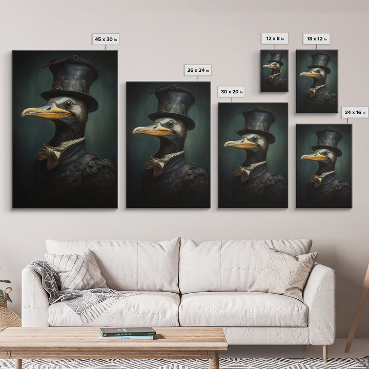 Cormorant Captain, Victorian Animal Portrait, Halloween Art, Gothic Whimsy Decor, Anthropomorphic Costume Art