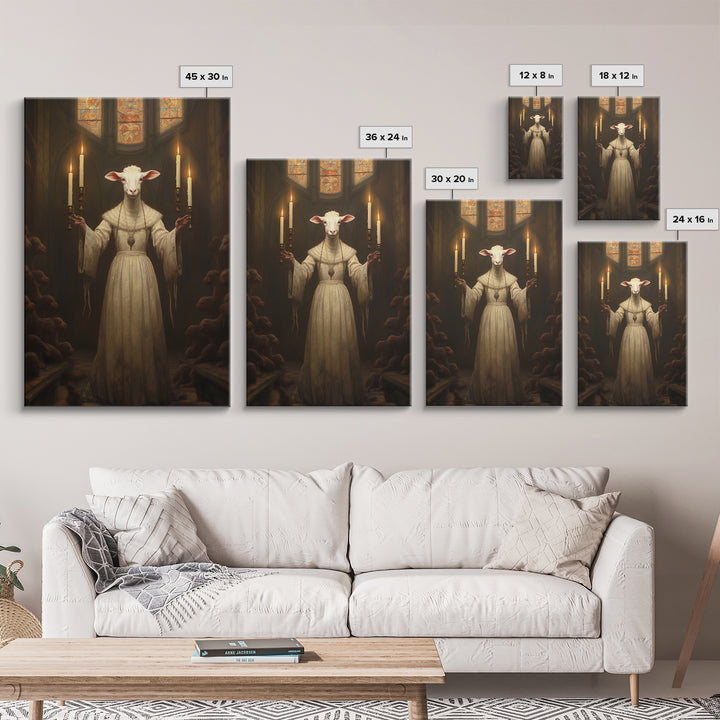 Lamb Choir Mistress, Victorian Animal Portrait, Halloween Art, Gothic Whimsy Decor, Anthropomorphic Costume Art