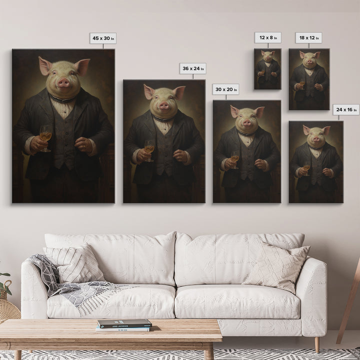 Boar Innkeeper, Victorian Animal Portrait, Halloween Art, Gothic Whimsy Decor, Anthropomorphic Costume Art