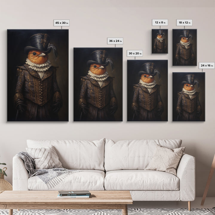 Robin Valentine, Victorian Animal Portrait, Halloween Art, Gothic Whimsy Decor, Anthropomorphic Costume Art