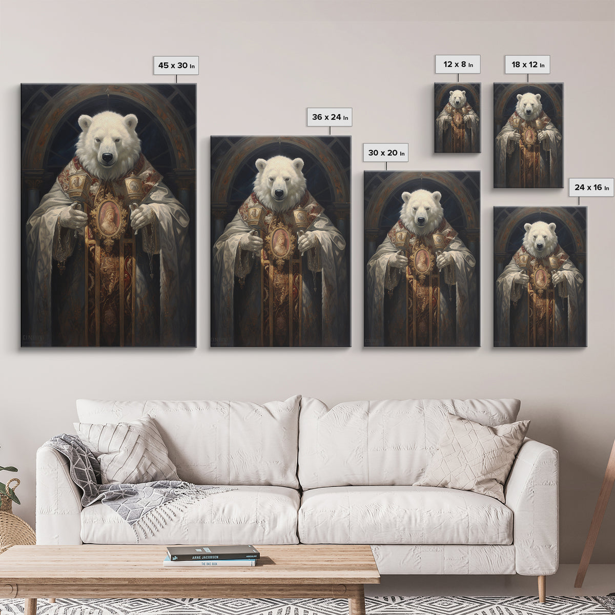 Polar Bear Bishop, Victorian Animal Portrait, Halloween Art, Gothic Whimsy Decor, Anthropomorphic Costume Art