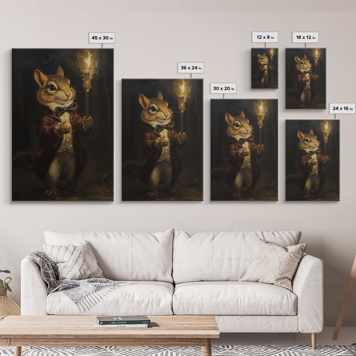 Chipmunk Conductor, Victorian Animal Portrait, Halloween Art, Gothic Whimsy Decor, Anthropomorphic Costume Art