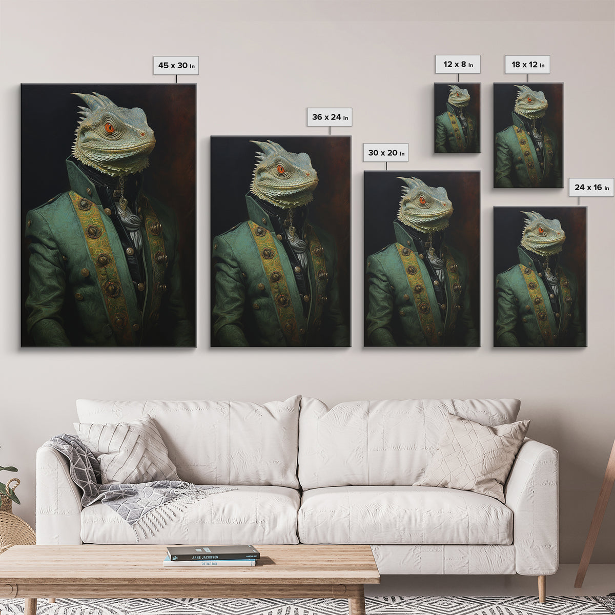 Iguana Vizier, Victorian Animal Portrait, Halloween Art, Gothic Whimsy Decor, Anthropomorphic Costume Art