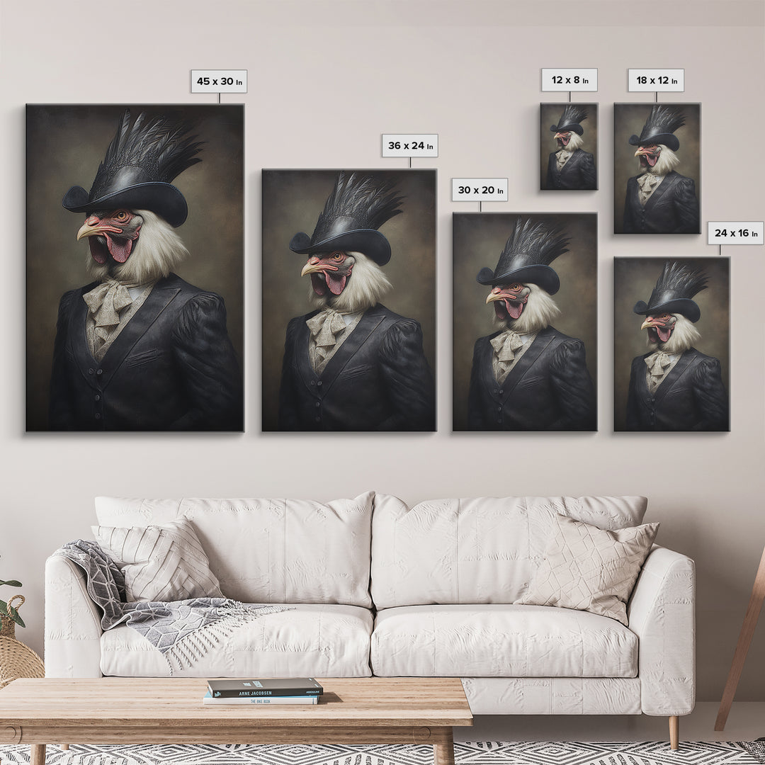 Rooster Magistrate, Victorian Animal Portrait, Halloween Art, Gothic Whimsy Decor, Anthropomorphic Costume Art