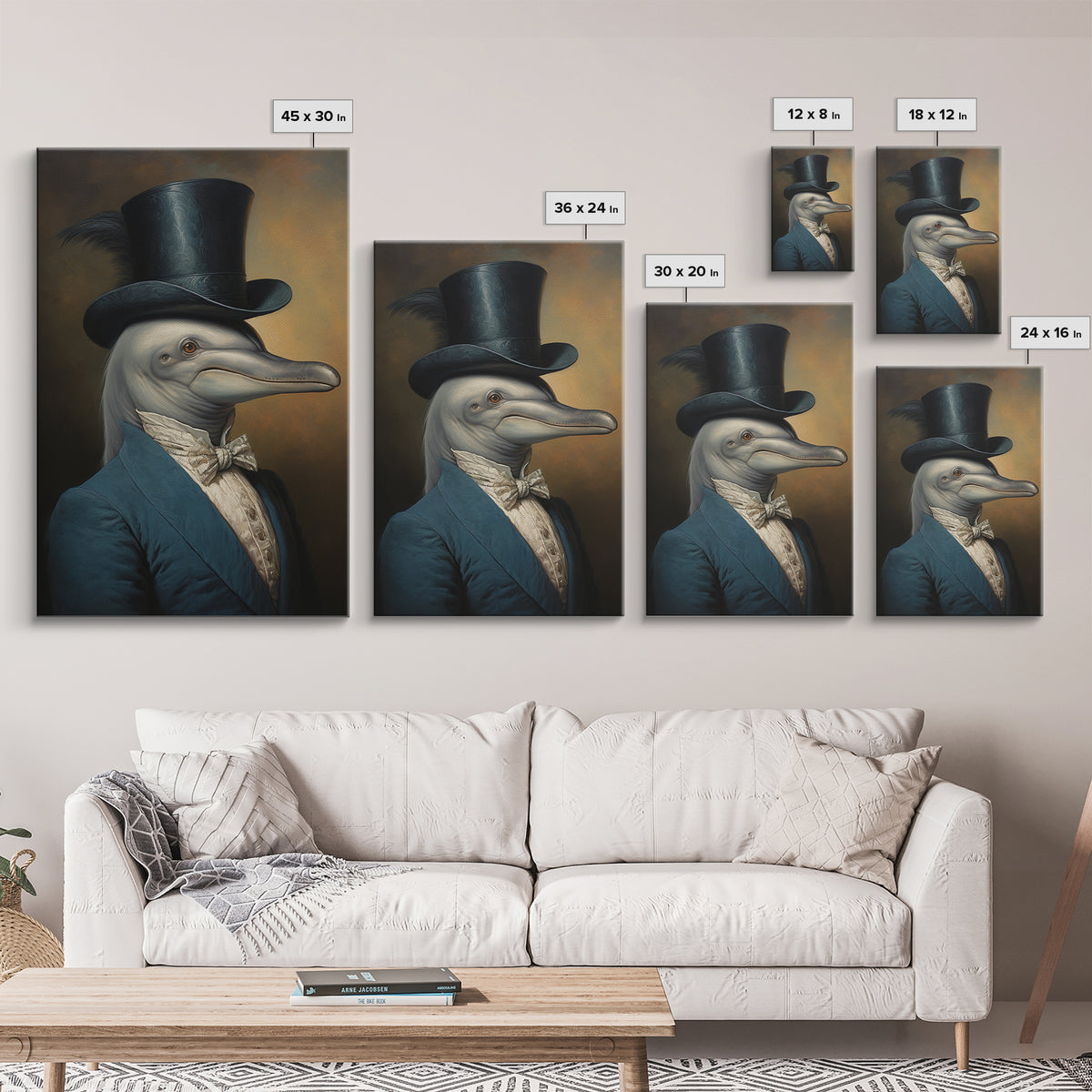 Dolphin Aristocrat, Victorian Animal Portrait, Halloween Art, Gothic Whimsy Decor, Anthropomorphic Costume Art