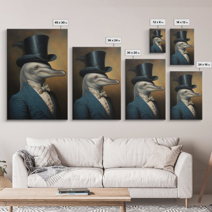 Dolphin Aristocrat, Victorian Animal Portrait, Halloween Art, Gothic Whimsy Decor, Anthropomorphic Costume Art