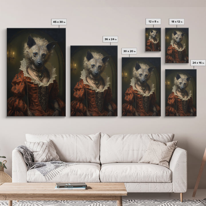 Hyena Social Climber, Victorian Animal Portrait, Halloween Art, Gothic Whimsy Decor, Anthropomorphic Costume Art