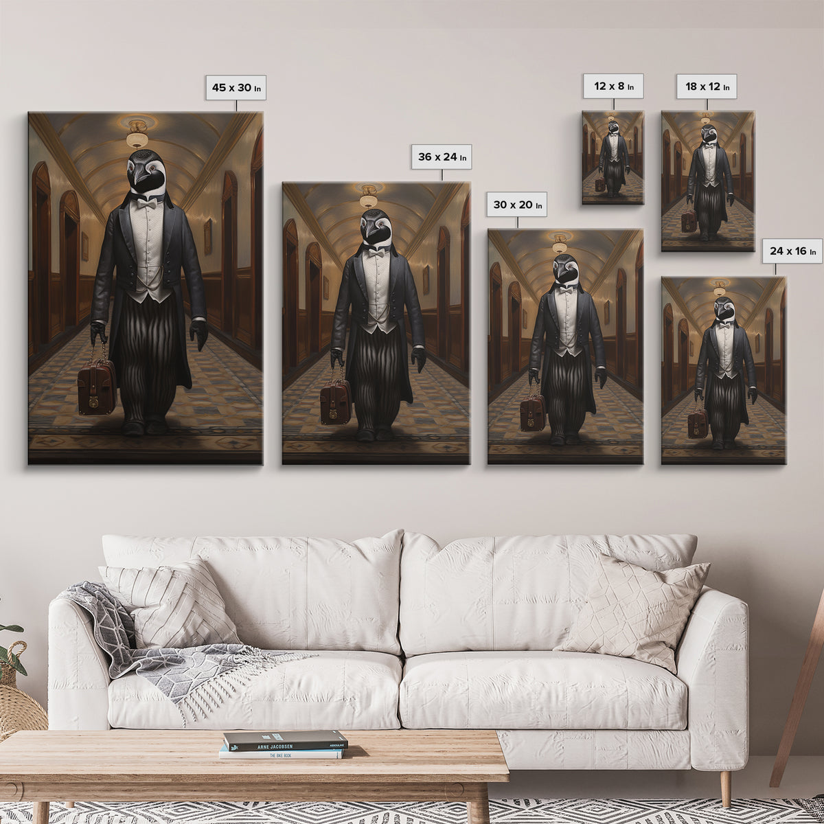 Penguin Concierge, Victorian Animal Portrait, Halloween Art, Gothic Whimsy Decor, Anthropomorphic Costume Art