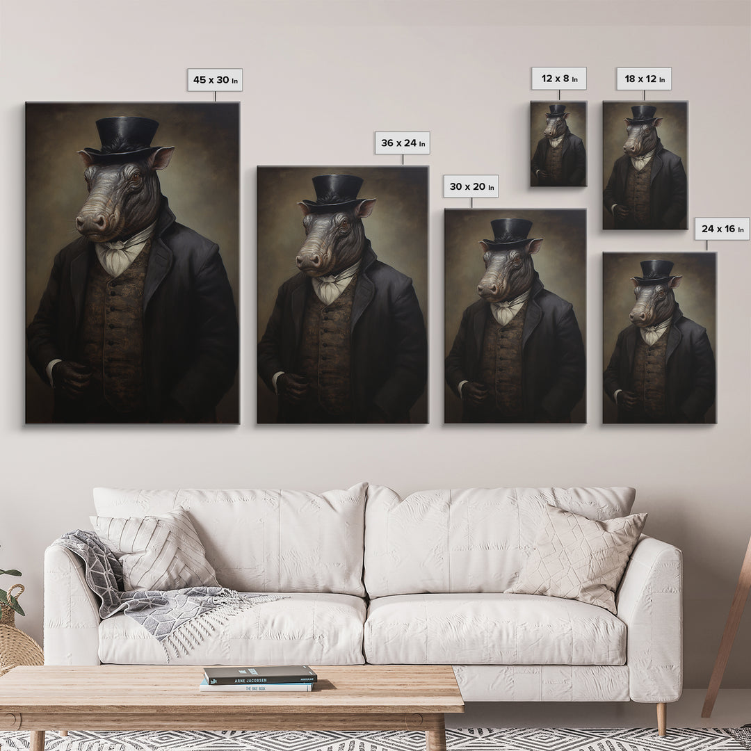 Tapir Antiquarian, Victorian Animal Portrait, Halloween Art, Gothic Whimsy Decor, Anthropomorphic Costume Art
