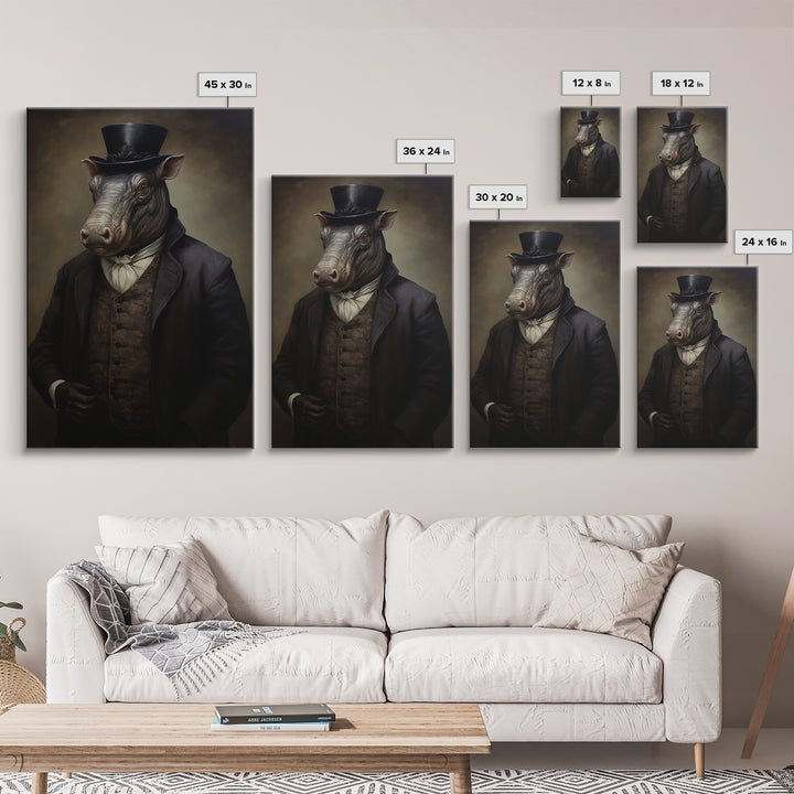 Tapir Antiquarian, Victorian Animal Portrait, Halloween Art, Gothic Whimsy Decor, Anthropomorphic Costume Art