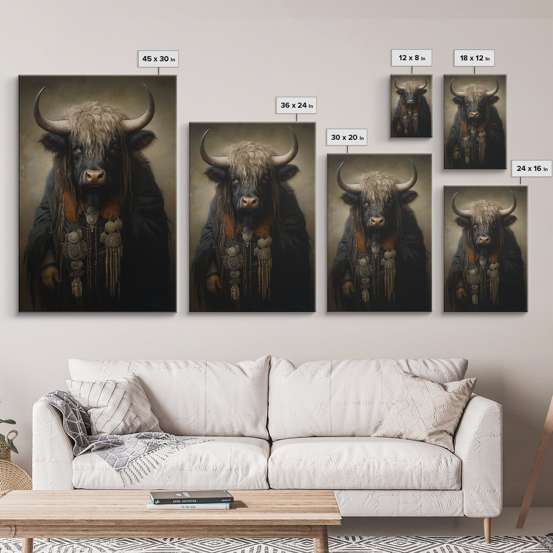 Yak Matriarch, Victorian Animal Portrait, Halloween Art, Gothic Whimsy Decor, Anthropomorphic Costume Art