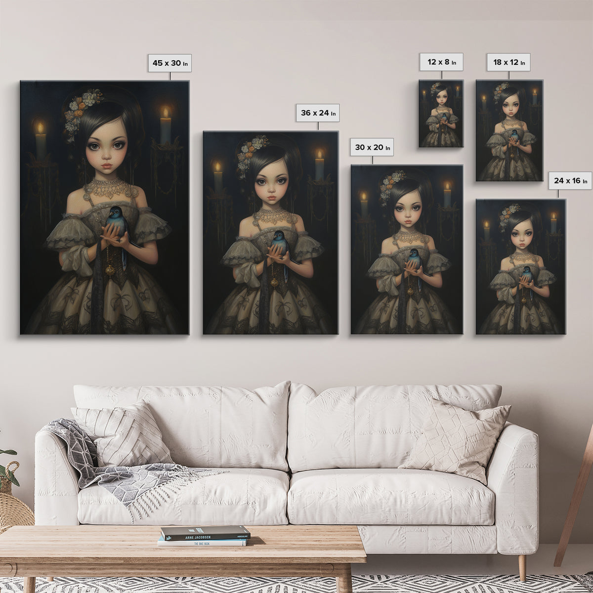 Hummingbird Heiress, Victorian Animal Portrait, Halloween Art, Gothic Whimsy Decor, Anthropomorphic Costume Art