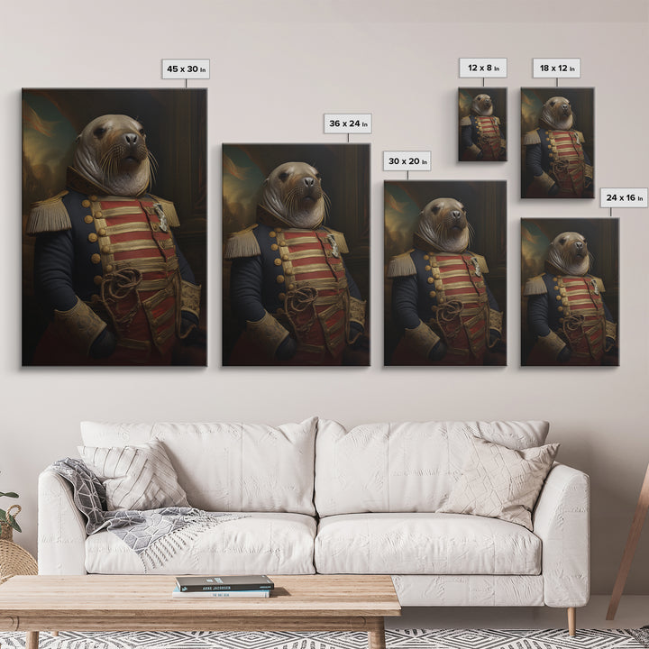 Walrus Commodore, Victorian Animal Portrait, Halloween Art, Gothic Whimsy Decor, Anthropomorphic Costume Art