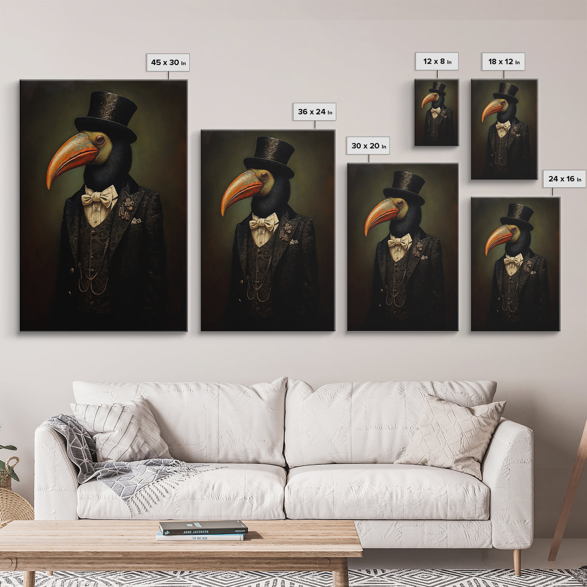 Toucan Advocate, Victorian Animal Portrait, Halloween Art, Gothic Whimsy Decor, Anthropomorphic Costume Art