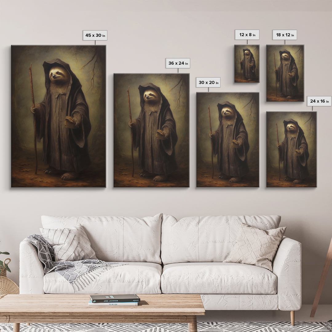 Sloth Philosopher, Victorian Animal Portrait, Halloween Art, Gothic Whimsy Decor, Anthropomorphic Costume Art
