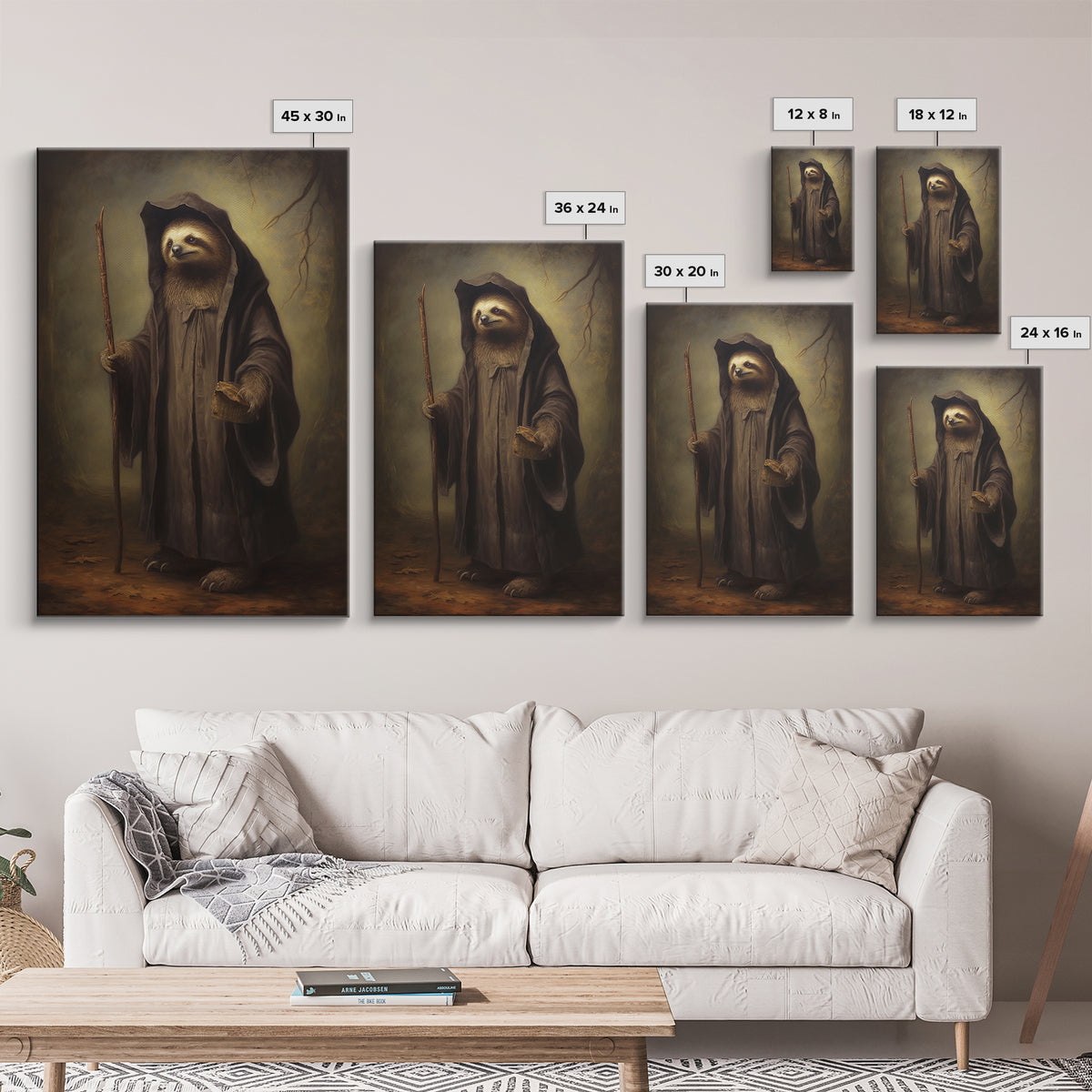 Sloth Philosopher, Victorian Animal Portrait, Halloween Art, Gothic Whimsy Decor, Anthropomorphic Costume Art