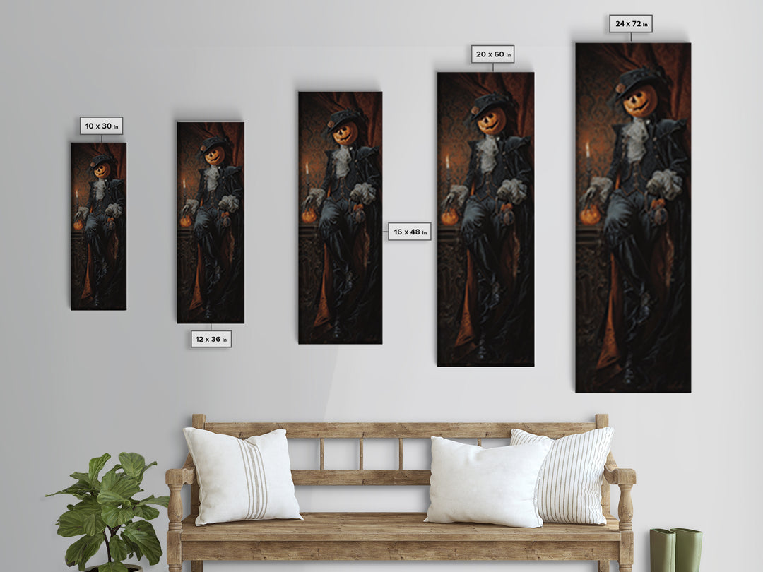 The Headless Horseman, Dark Academia Wall Art, Tall Narrow Wall Art, Framed Canvas Print, Gothic Wall Decor, Halloween Portrait Art