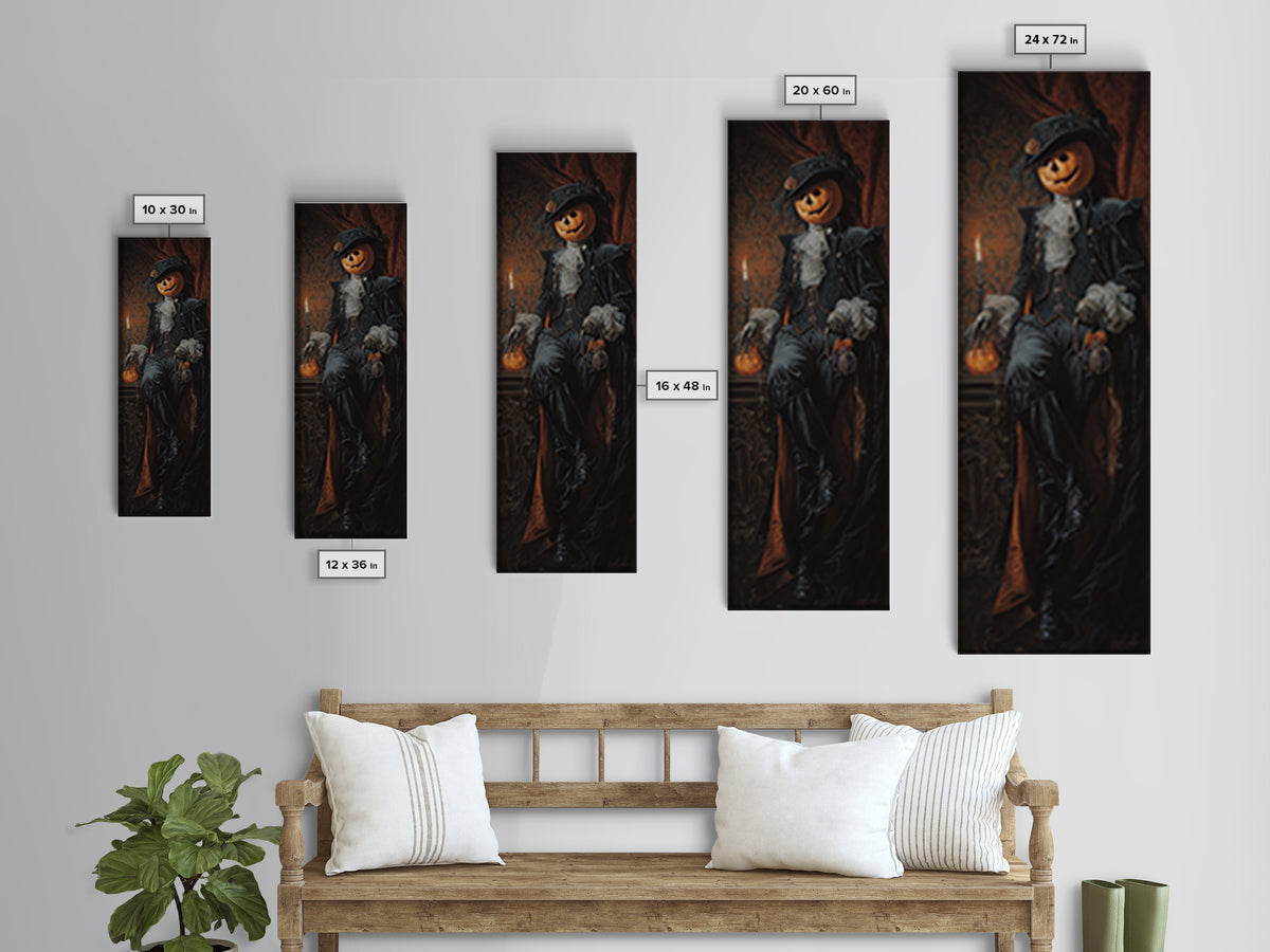 The Headless Horseman, Dark Academia Wall Art, Tall Narrow Wall Art, Framed Canvas Print, Gothic Wall Decor, Halloween Portrait Art