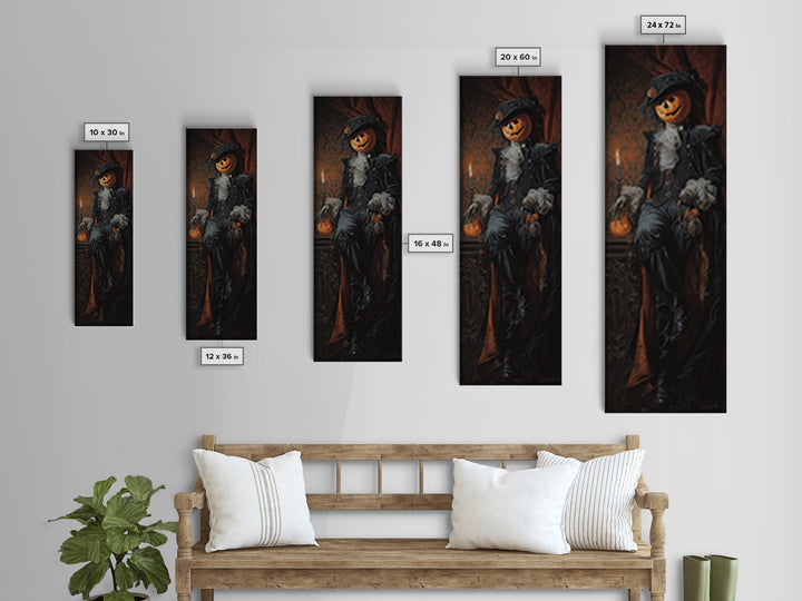 The Headless Horseman, Dark Academia Wall Art, Tall Narrow Wall Art, Framed Canvas Print, Gothic Wall Decor, Halloween Portrait Art