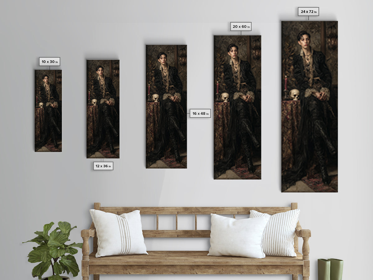 The Mummy Pharaoh, Dark Academia Wall Art, Tall Narrow Wall Art, Canvas Print, Gothic Wall Decor, Halloween Portrait Art, Macabre Wall Art