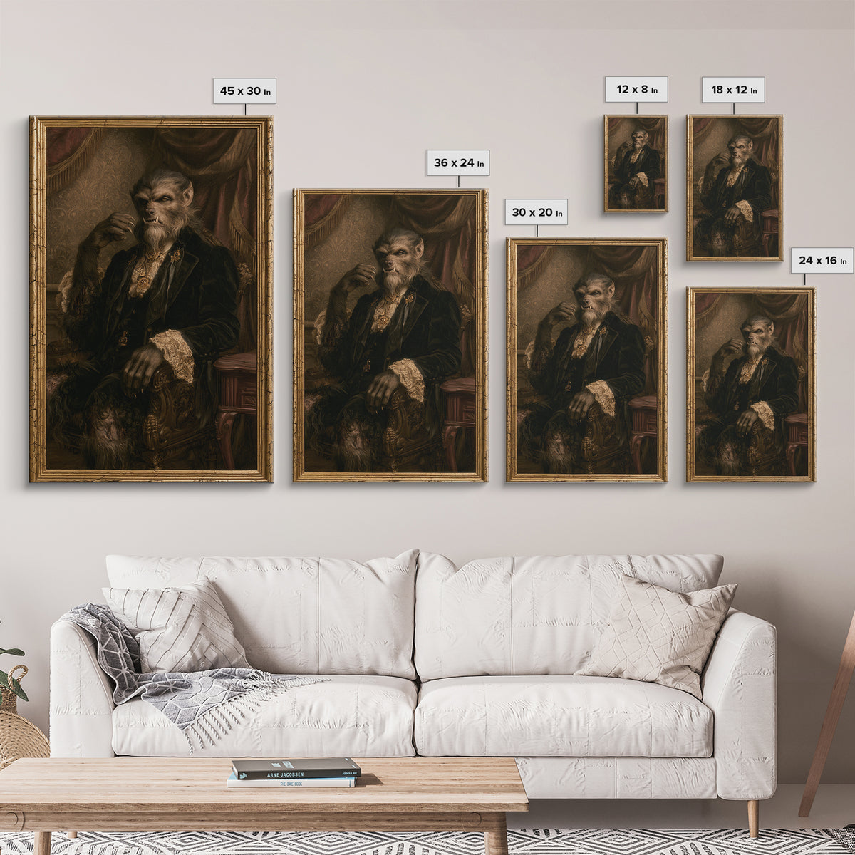 The Moon-Cursed Werewolf, Victorian Horror Portrait, Vertical Wall Art, Canvas Print, Gothic Wall Decor, Halloween Portrait Art
