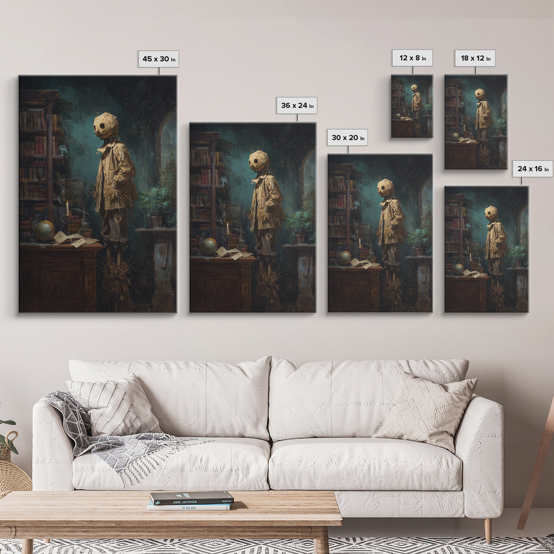 The Living Scarecrow, Antique Gothic Portrait, Vertical Wall Art, Canvas Print, Gothic Wall Decor, Halloween Portrait Art
