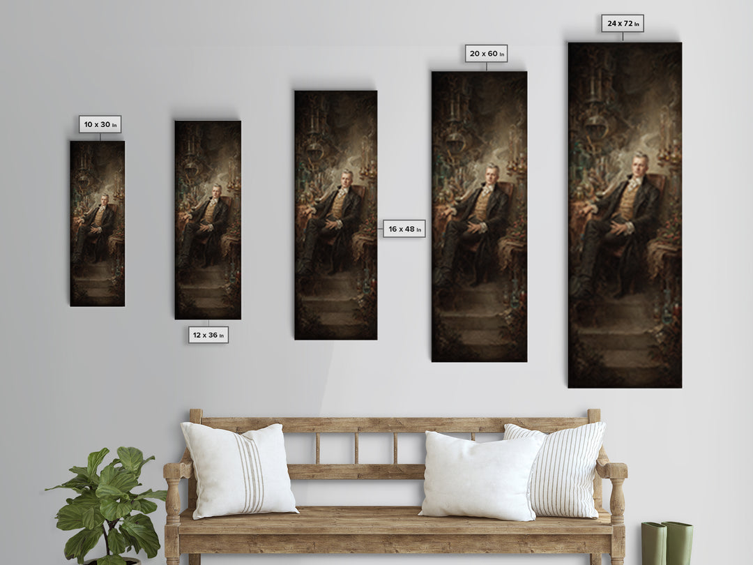 The Mad Alchemist, Victorian Gothic Art, Tall Narrow Wall Art, Canvas Print, Gothic Wall Decor, Halloween Portrait Art, Horror Wall Art