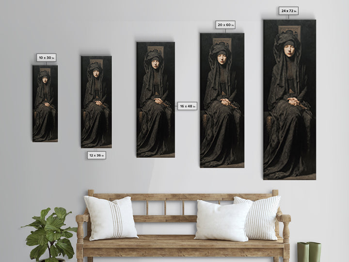 The Raven Keeper, Antique Gothic Portrait, Tall Narrow Wall Art, Canvas Print, Gothic Wall Decor, Halloween Portrait Art