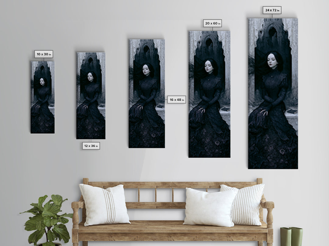 The Banshee Singer, Victorian Gothic Art, Tall Narrow Wall Art, Canvas Print, Gothic Wall Decor, Halloween Portrait Art, Macabre Wall Art