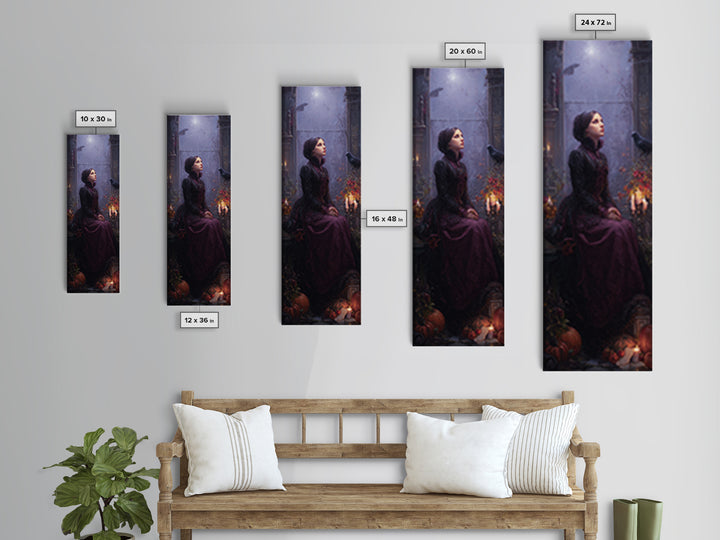 The Gargoyle Sentinel, Victorian Horror Portrait, Tall Narrow Wall Art, Canvas Print, Gothic Wall Decor, Halloween Portrait Art