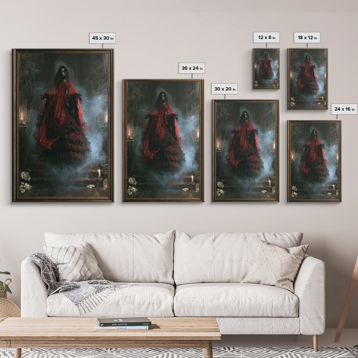 The Tattered Wraith, Victorian Gothic Art, Vertical Wall Art, Framed Canvas Print, Gothic Wall Decor, Halloween Portrait Art