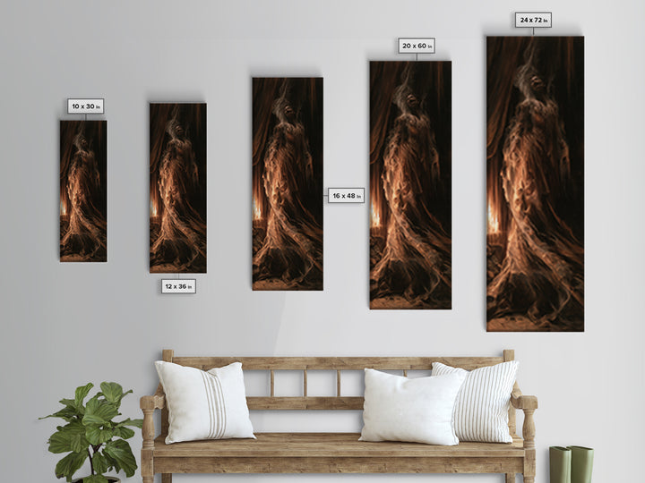 The Tattered Wraith, Victorian Gothic Art, Tall Narrow Wall Art, Canvas Print, Gothic Wall Decor, Halloween Portrait Art