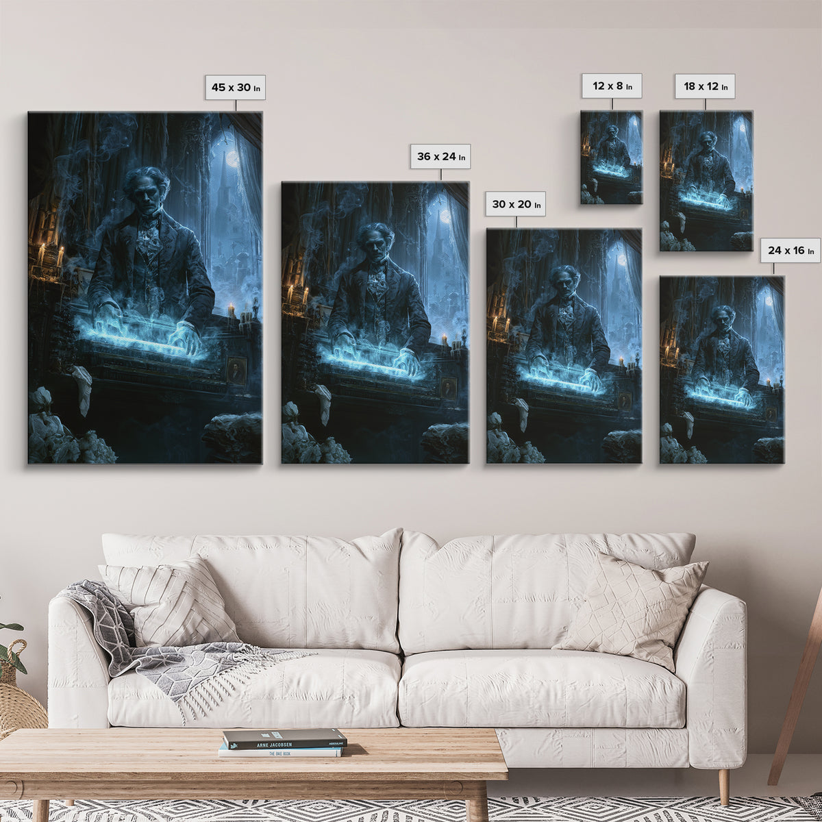 The Phantom Organist, Dark Academia Wall Art, Vertical Wall Art, Framed Canvas Print, Gothic Wall Decor, Halloween Portrait Art