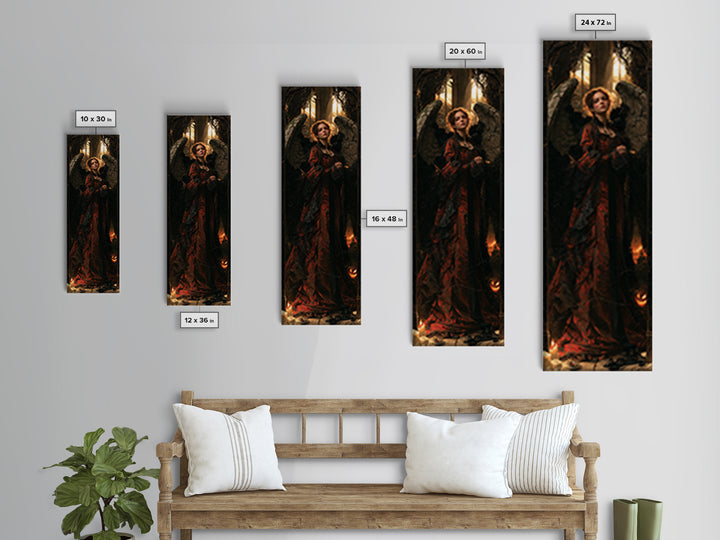 The Weeping Cemetery Angel, Macabre Victorian Decor, Tall Narrow Wall Art, Framed Canvas Print, Gothic Wall Decor, Halloween Portrait Art