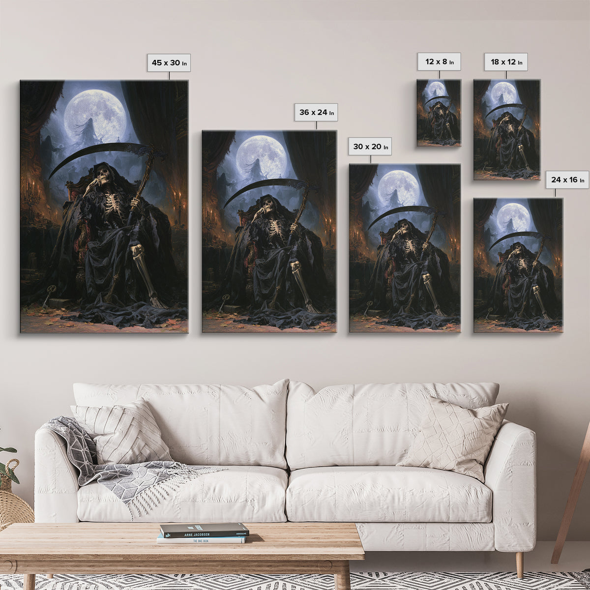 The Fog-Bound Reaper, Victorian Horror Portrait, Vertical Wall Art, Framed Canvas Print, Gothic Wall Decor, Halloween Portrait Art
